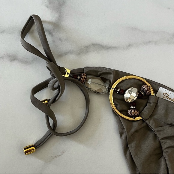 Beach Bunny *RARE* Ticket to Paradise Jeweled Bikini Set in Taupe - Picture 7 of 14